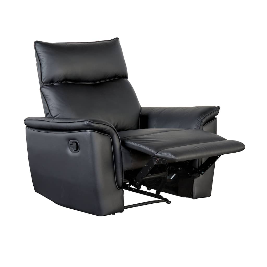 Lenne Manual Recliner Chair, Flared Padded Arms, Black Leather Match