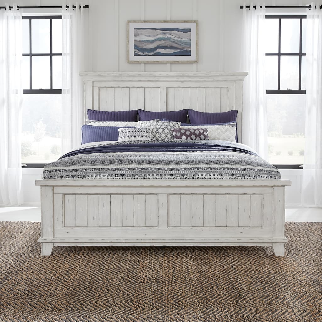 River Place Riverstone White & Tobacco Panel Bed