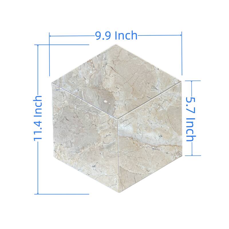 Hexagon Natural Stone Marble Tiles for Floor and Wall, 1 Box 12 PCS