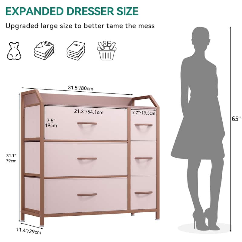 Moasis 5-drawer Dresser Chest Bedroom Tower with Tabletop