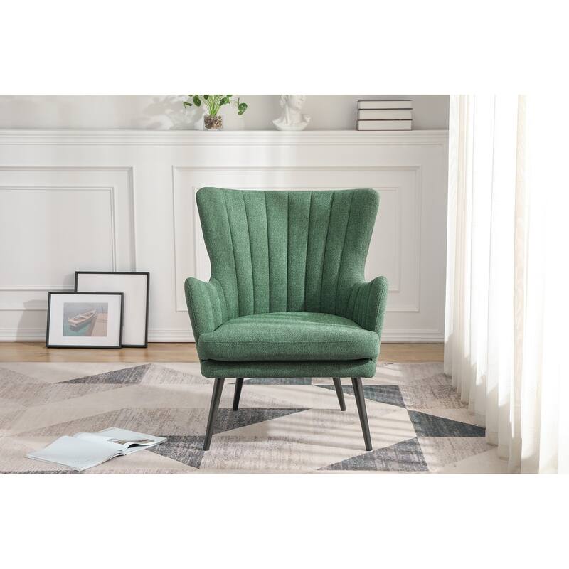 Jenson Accent Chair with Fabric and Grey Legs