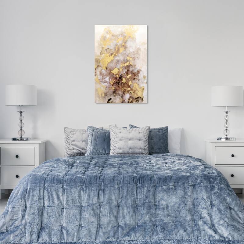 Wynwood Studio Abstract Rising Gold Embers White and Modern & Contemporary Wall Art Canvas Print - 36 x 24