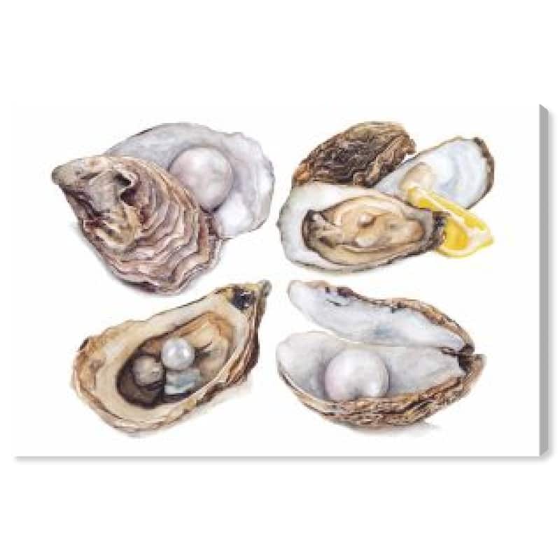 Wynwood Studio Prints Food and Cuisine Oysters Collection White and Glam Wall Art Canvas Print