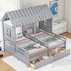 preview thumbnail 11 of 14, Twin Size House Platform Beds with Two Drawers Grey