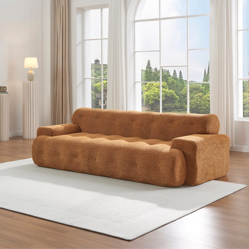 88 inch Cloud 3 Seater Boucle Sofa with Button Tufted Comfy Upholstered Couch