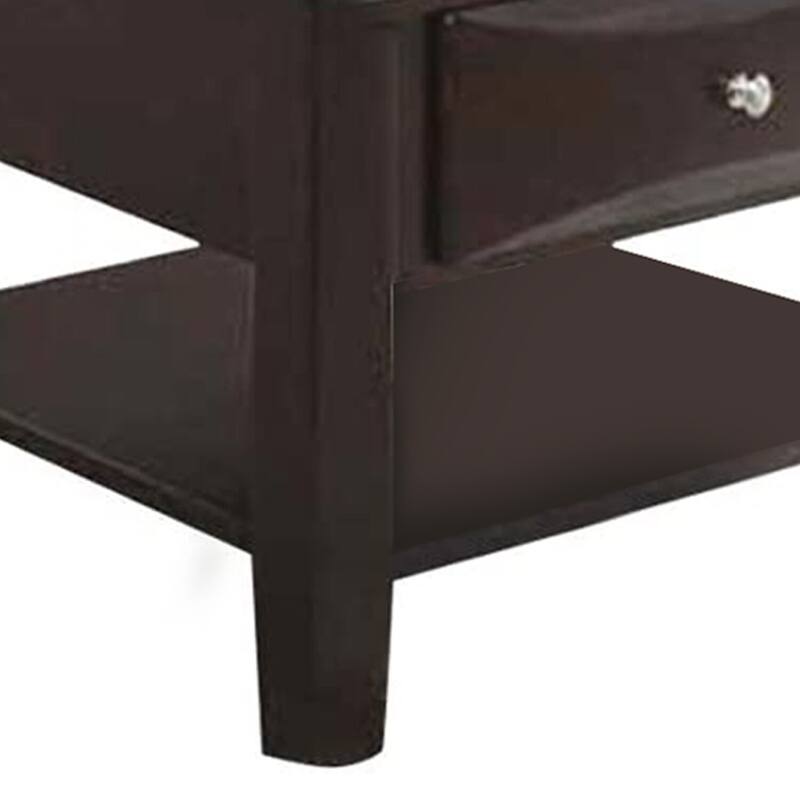 22 in. Brown Square Wood End Table with Storage Drawer for Convenience