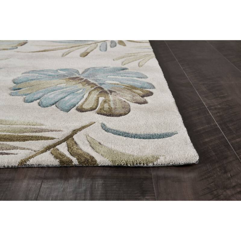 Porch & Den Zellis Ivory Palm Leaf Pattern Lanai Rug
