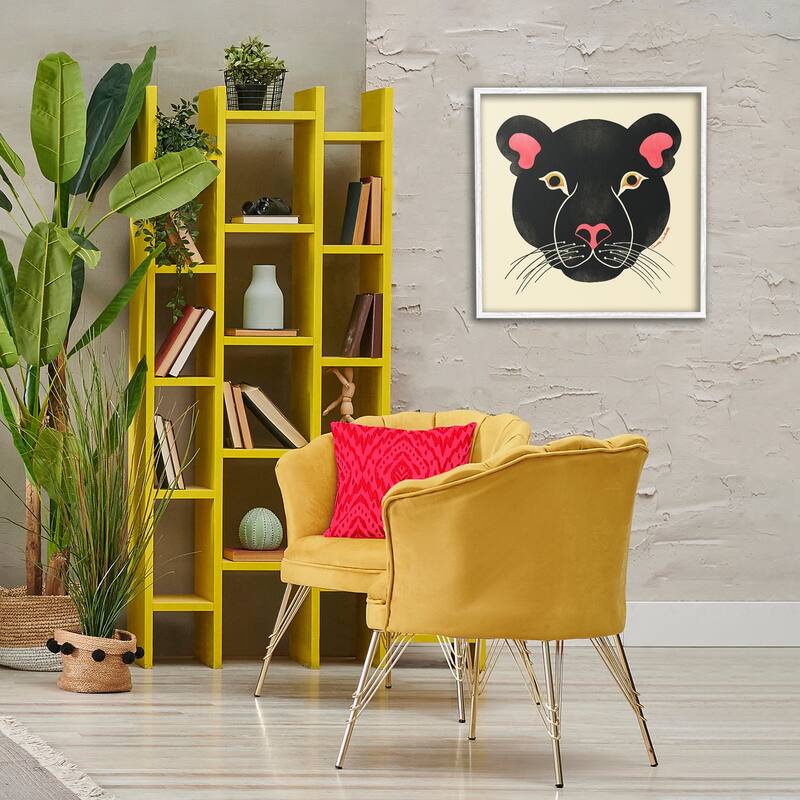 Stupell Minimal Wild Panther Face Framed Giclee Art Design By Carrie Cantwell