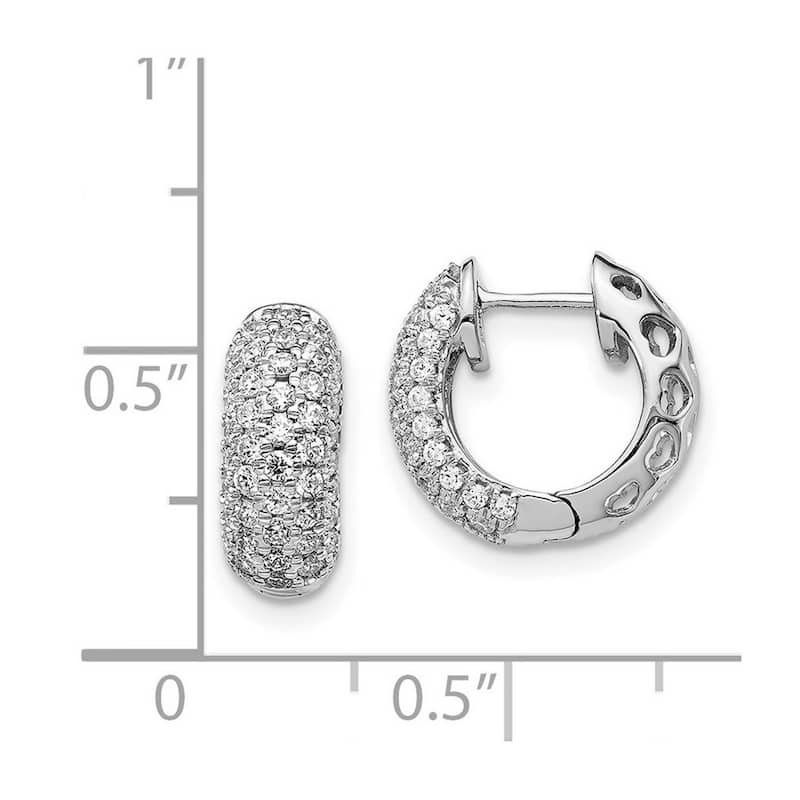 Curata 14k White Gold Diamond Earrings - 12x13mm Wide 4mm Thick