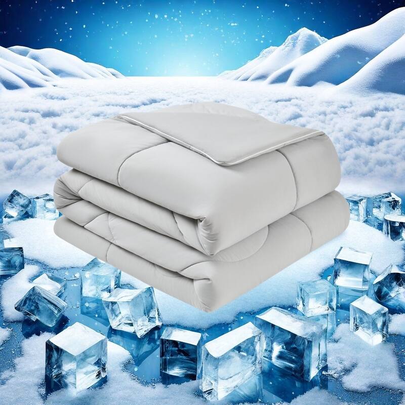 Double-Sided Cooling Comforter for Hot Sleepers - LT Grey - Queen