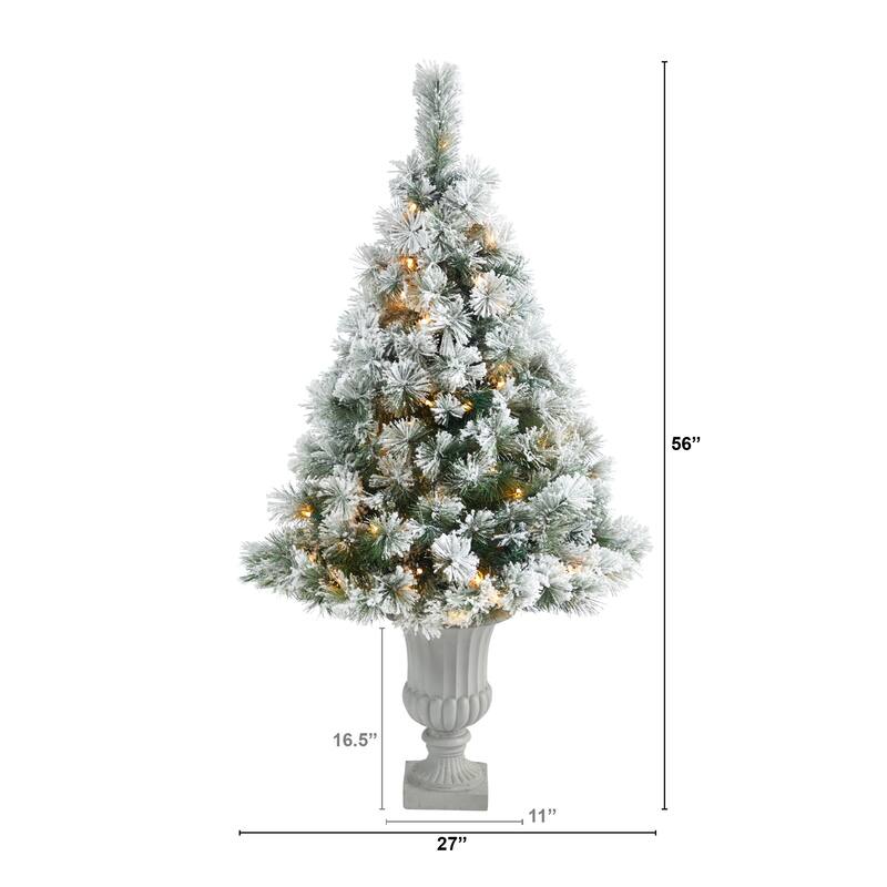 56" Artificial Christmas Tree with 100 Lights in Decorative Urn