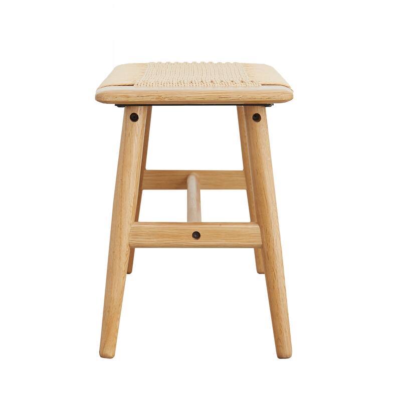 GDFStudio - Alaric Natural Oak Bench with Handwoven Seat