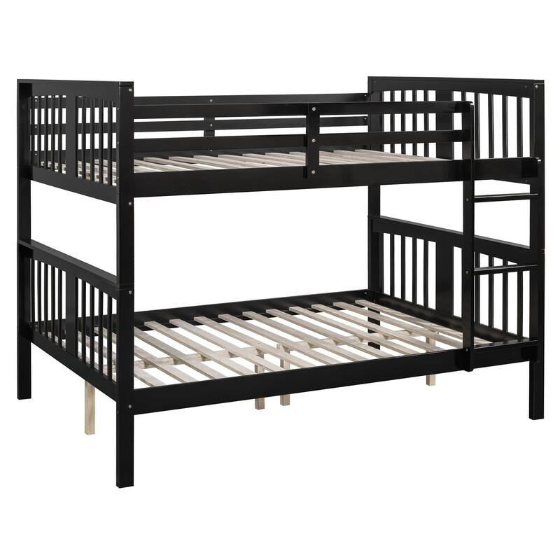 Full Over Full Bunk Bed with Ladder for Bedroom, Guest Room Furniture, Solid Wood Construction