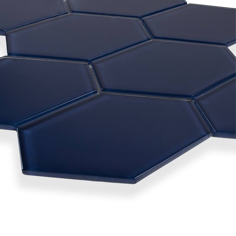Long Hex 11 in. x 11 in. Glass Mesh-Mounted Mosaic Tile