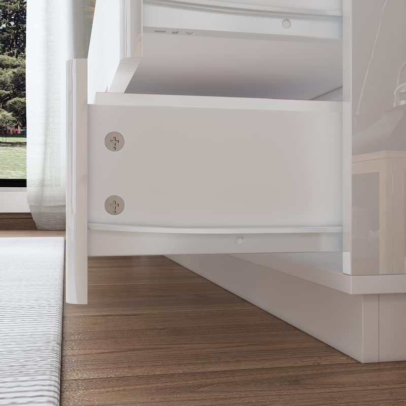 63" High Gloss Dresser With Light Chest w/8 Drawers&Spacious Tabletop