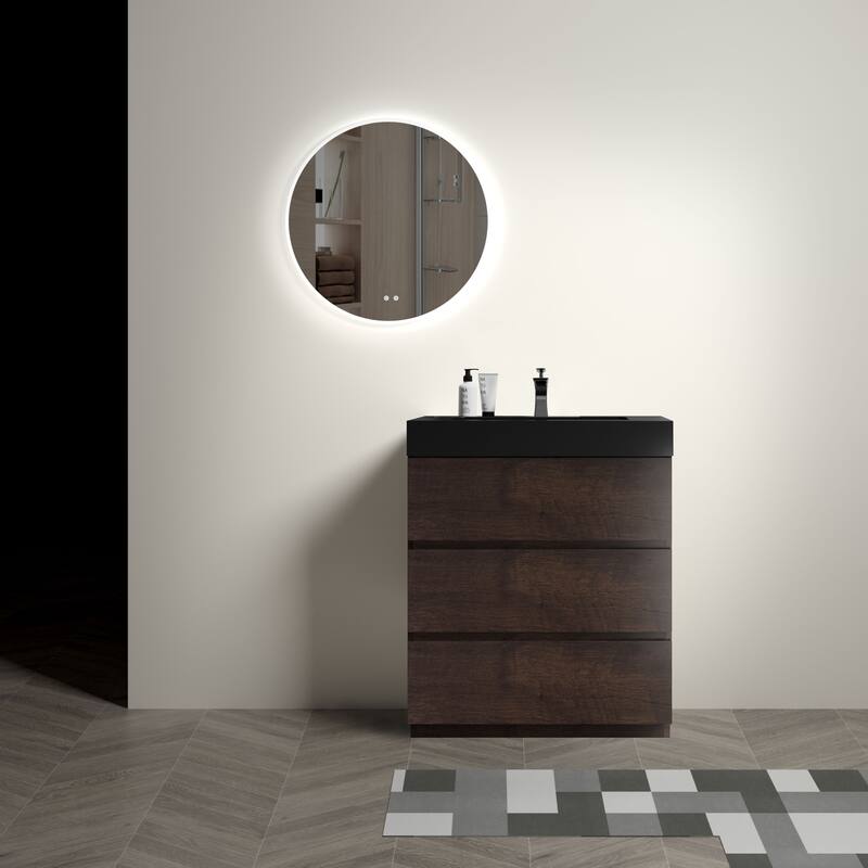 Contemporary 36" Alice Freestanding Bathroom Vanity with Ergonomic Handle-Free Design, Eco-Friendly Construction