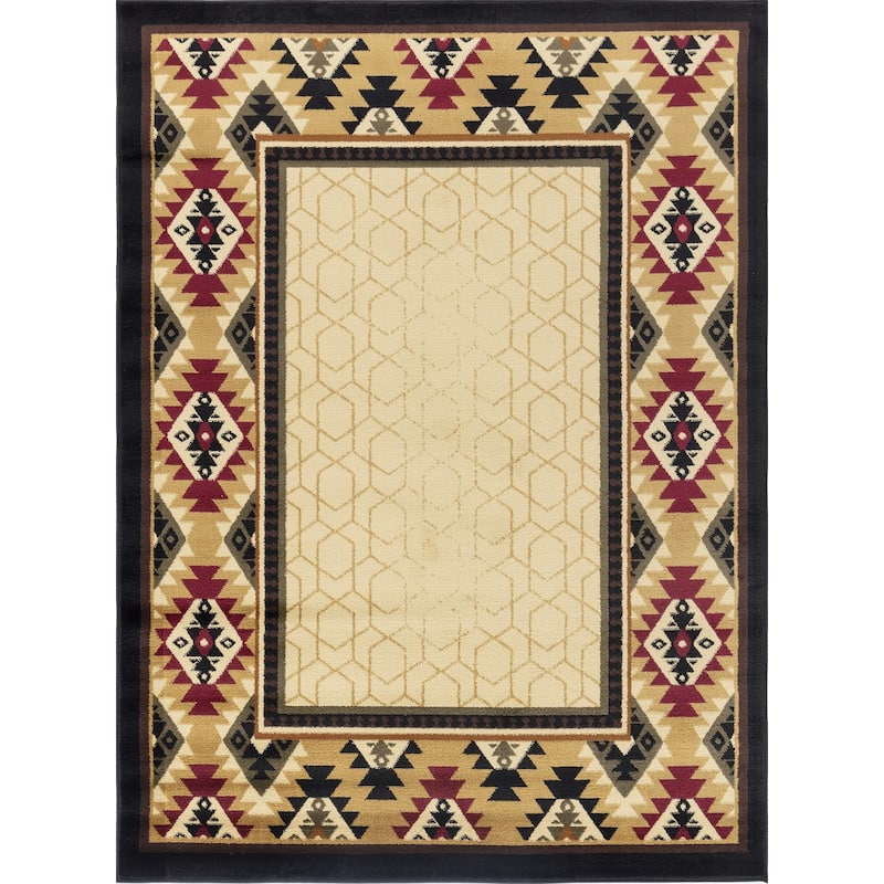 Tribes GC_YLS4007 Cream Southwest Area Rug - 2'7 x 7'3