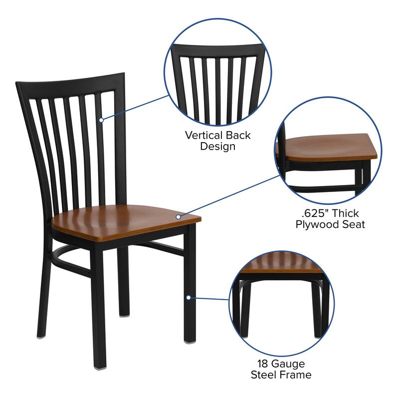 School House Back Metal Restaurant Chair - 17.25"W x 18.75"D x 34.75"H - 17.25"W x 18.75"D x 34.75"H