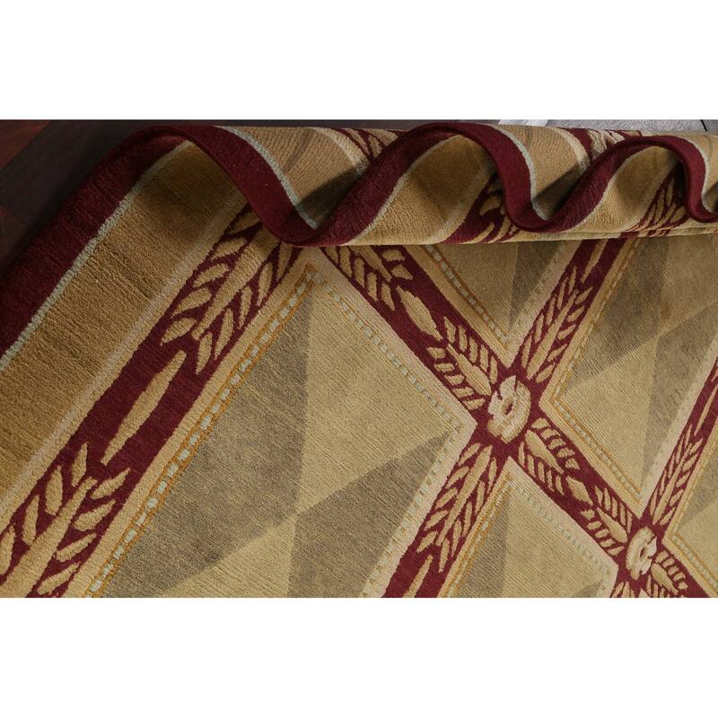 Geometric Vegetable Dye Nepalese Oriental Area Rug Wool Hand-knotted - 8'4" x 10'3"