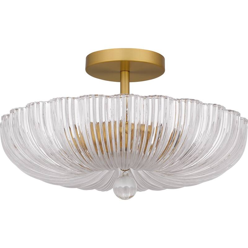 Brushed Gold Three Light Semi Flush Mount from the Quoizel Semi-Flush Mount Collection - Brushed Gold