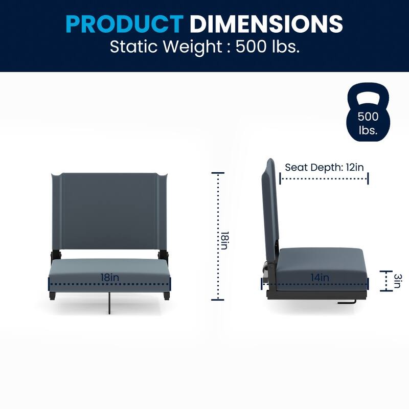 Ultra-Padded Stadium Chair - 18"W x 14"D x 18"H - 18"W x 14"D x 18"H