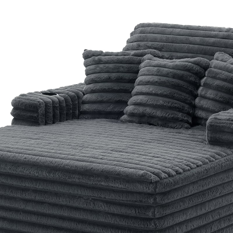 53" Wide Oversized Upholstered Chaise Lounge Indoor Sofa with Pillows