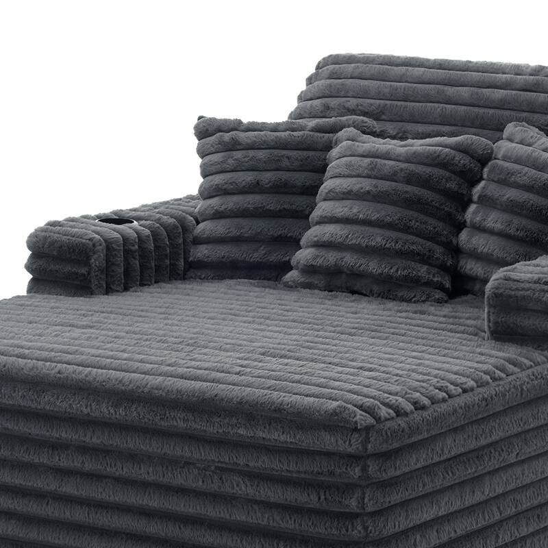 53" Upholstered Chaise Lounge Indoor Sofa with Pillows