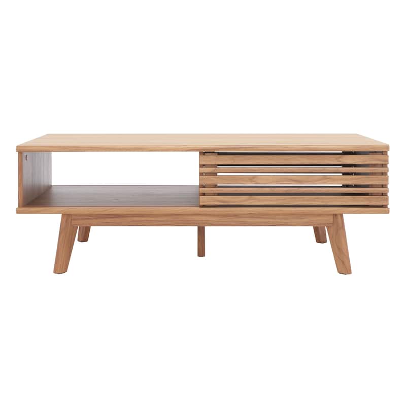SAFAVIEH Rori Mid-Century 1-Shelf Walnut Coffee Table - 46" W x 23" D x 16" H - Oak