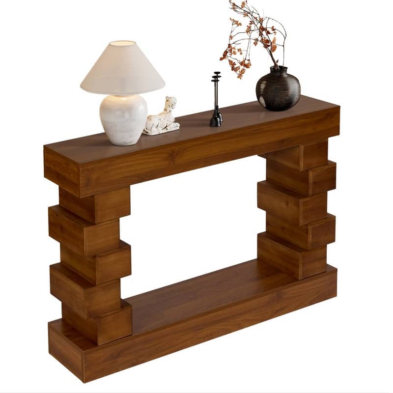 Mid-Century Modern 47.24" Wood Console Table with Natural Finish for Modern Home Decor