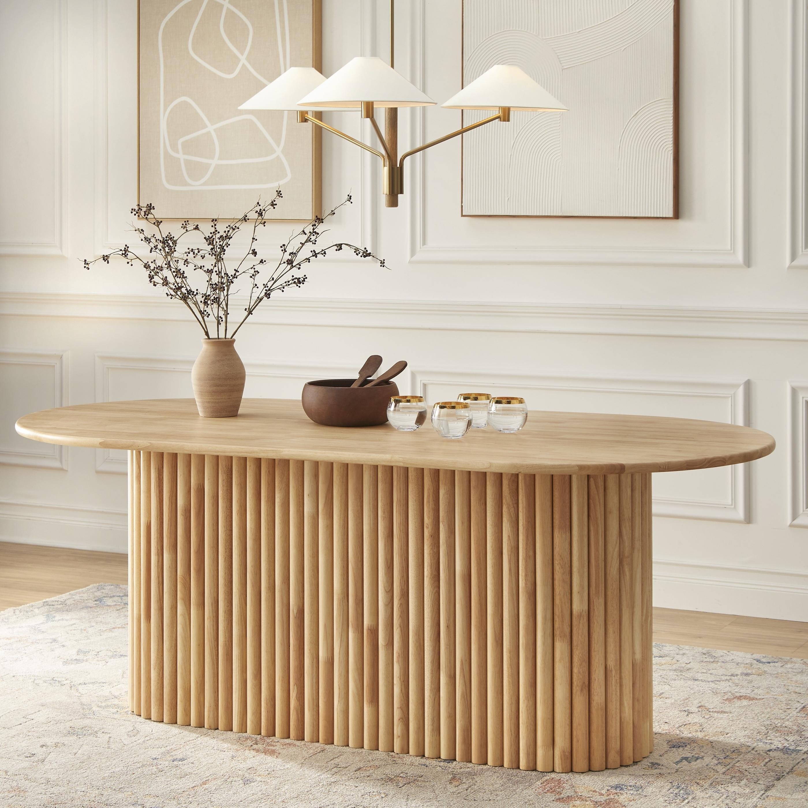 Lifestorey Layton Solid Wood Oval Dining Table