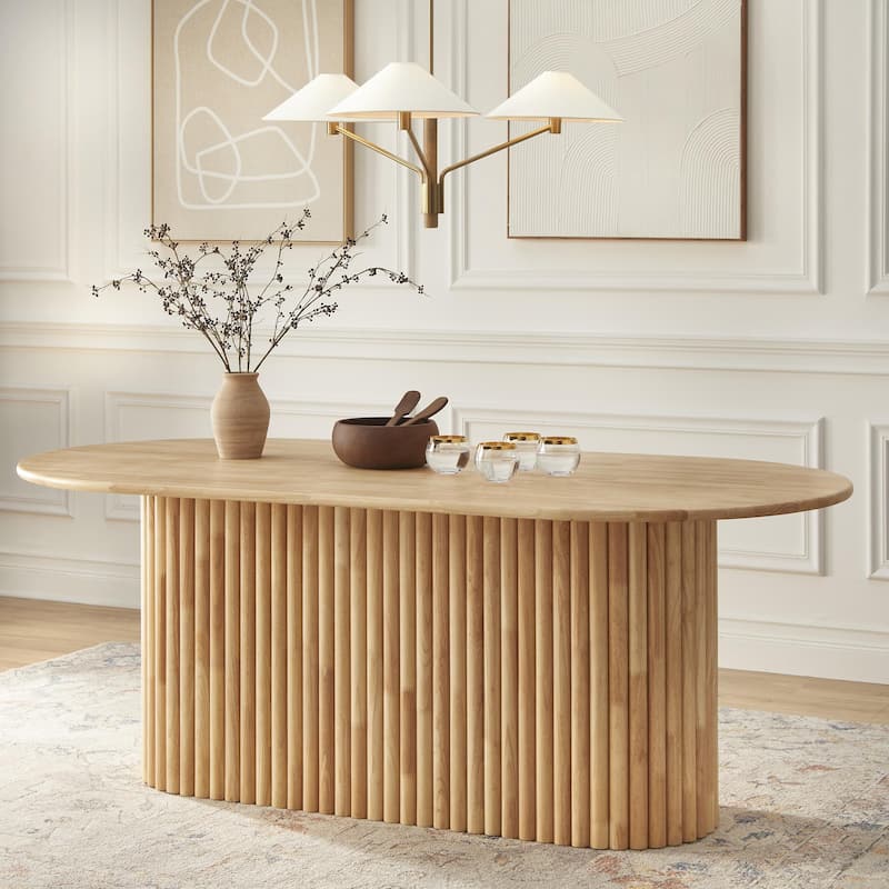 Lifestorey Layton Solid Wood Oval Dining Table - Natural