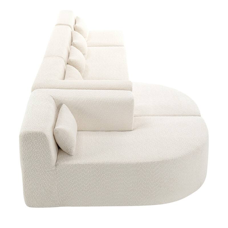 Free Combination Upholstered Sectional Sofa, Sofa Set with Curved Chaise Lounge, Large Floor Couch with Pillows