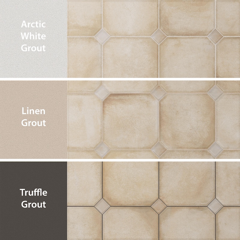 Merola Tile Laverton Octagon Beige with Taco Arena 7-7/8" x 7-7/8" Porcelain Floor and Wall Tile
