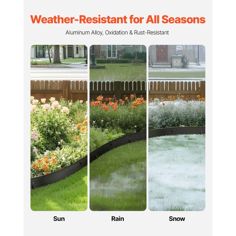 Black Aluminum Landscape Edging Set, Flexible, Rust-Proof - 72” L x 4” H