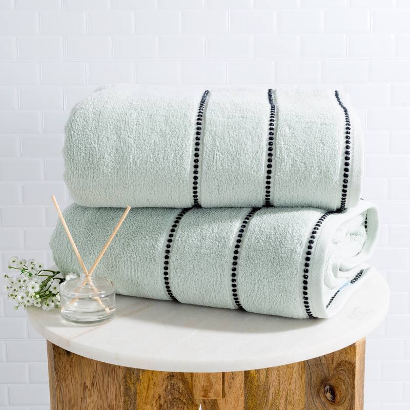 2-Piece Luxury Bathroom Towels Set - Made From Washable 100% Zero Twist Cotton by Lavish Home (Seafoam) - Seafoam