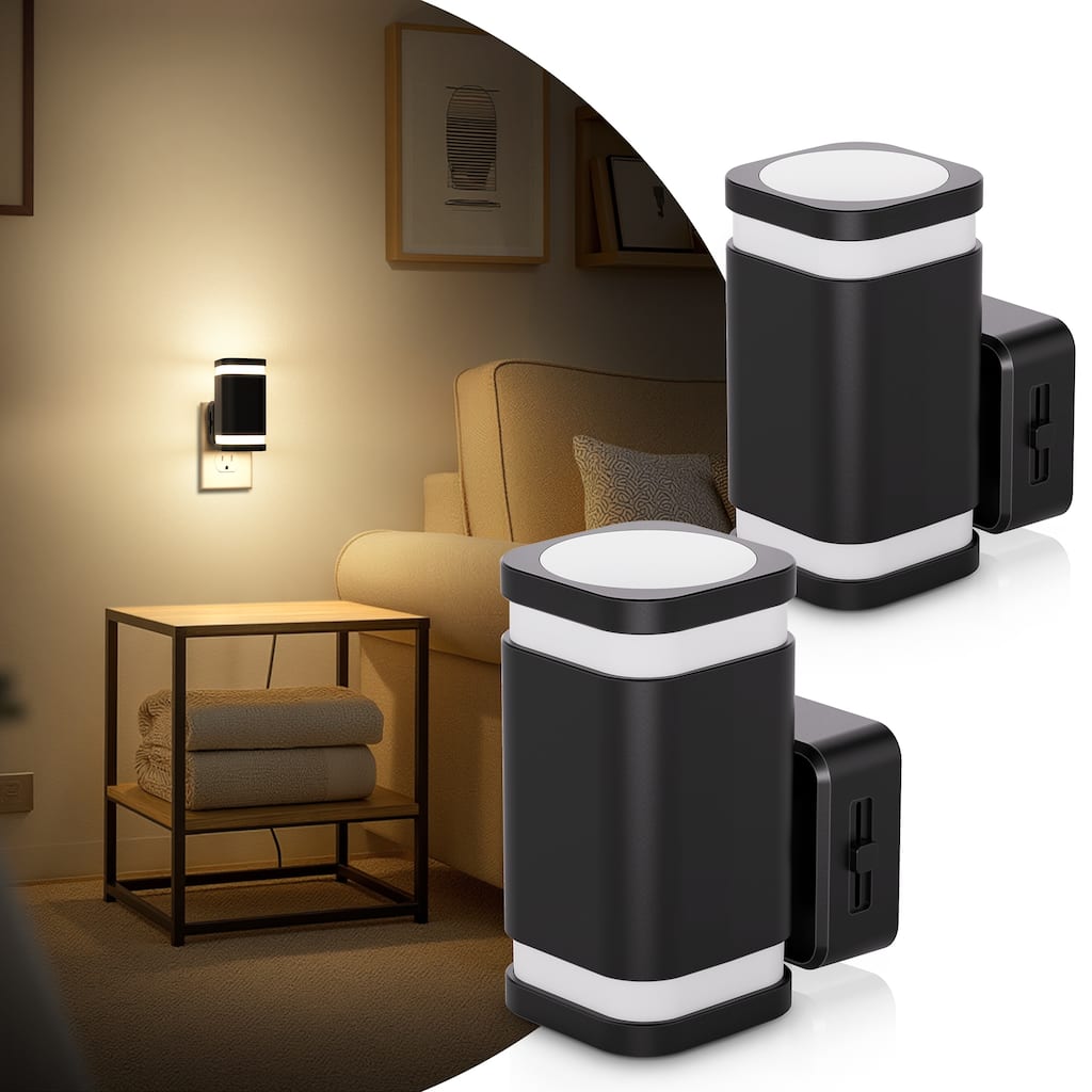 YANSUN 2 Pack 1W Plug-in Wall Sconce Style Night Lights - Black
