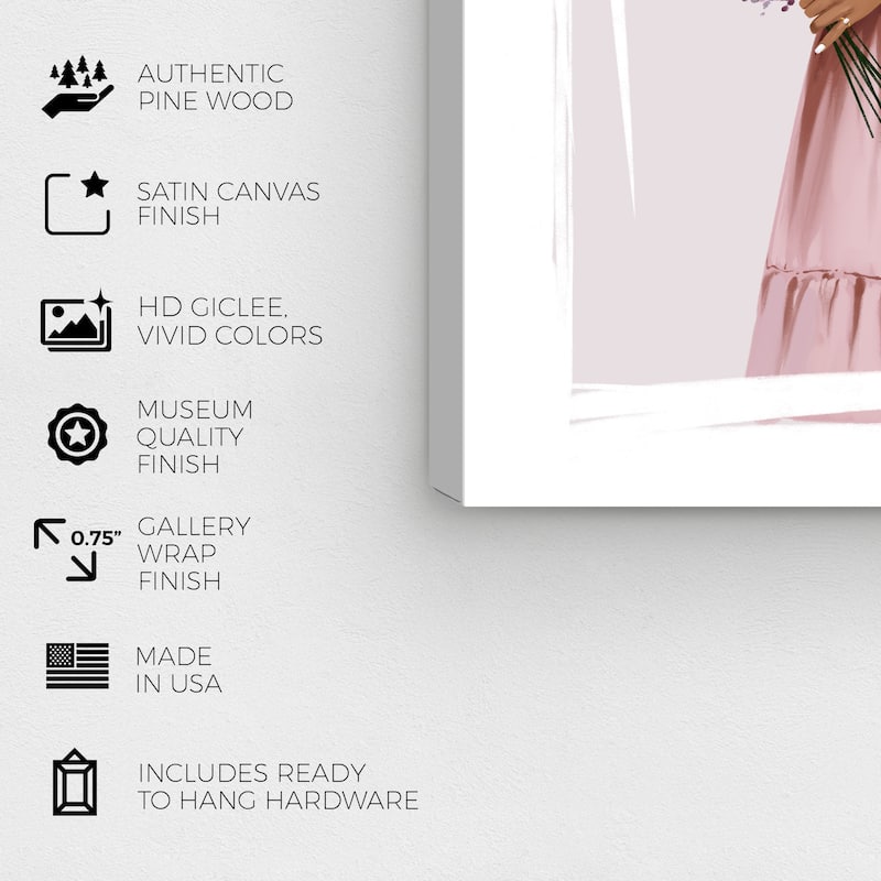 Wynwood Studio Canvas Fashion and Glam Purple Bouquet Pink and Shabby Chic Wall Art Canvas Print