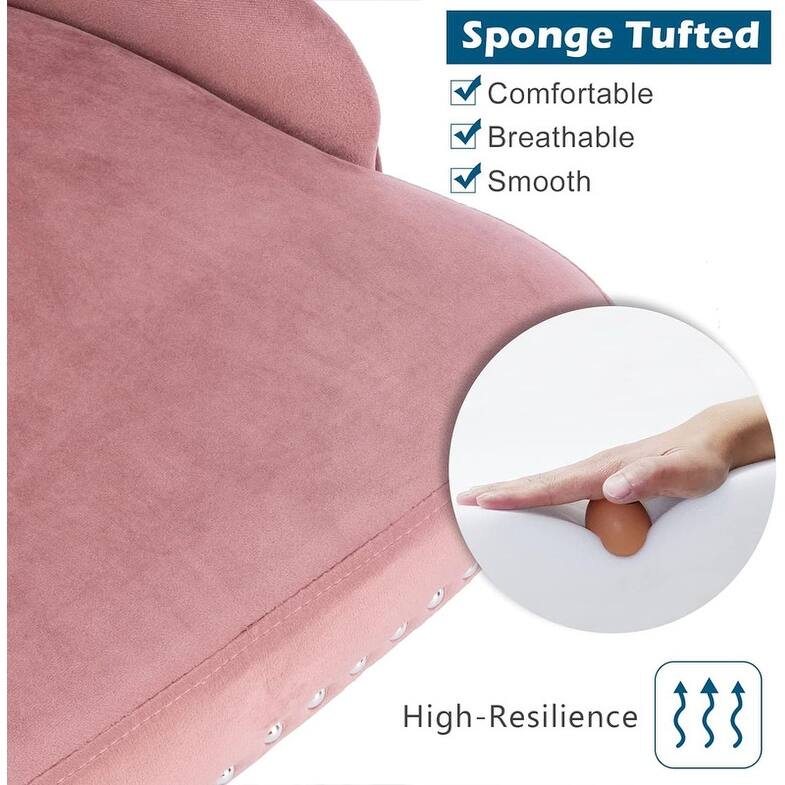 VINGLI Pink Velvet Office Chair with Wheels On Sale Bed Bath & Beyond 38949276