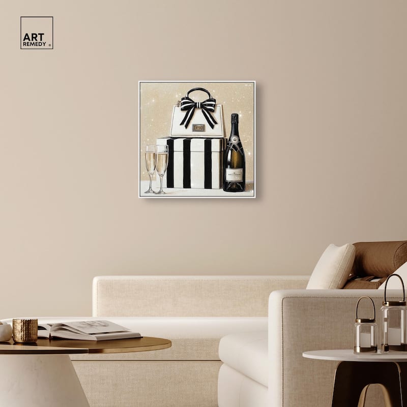 Black and White Striped Glam Canvas by Art Remedy