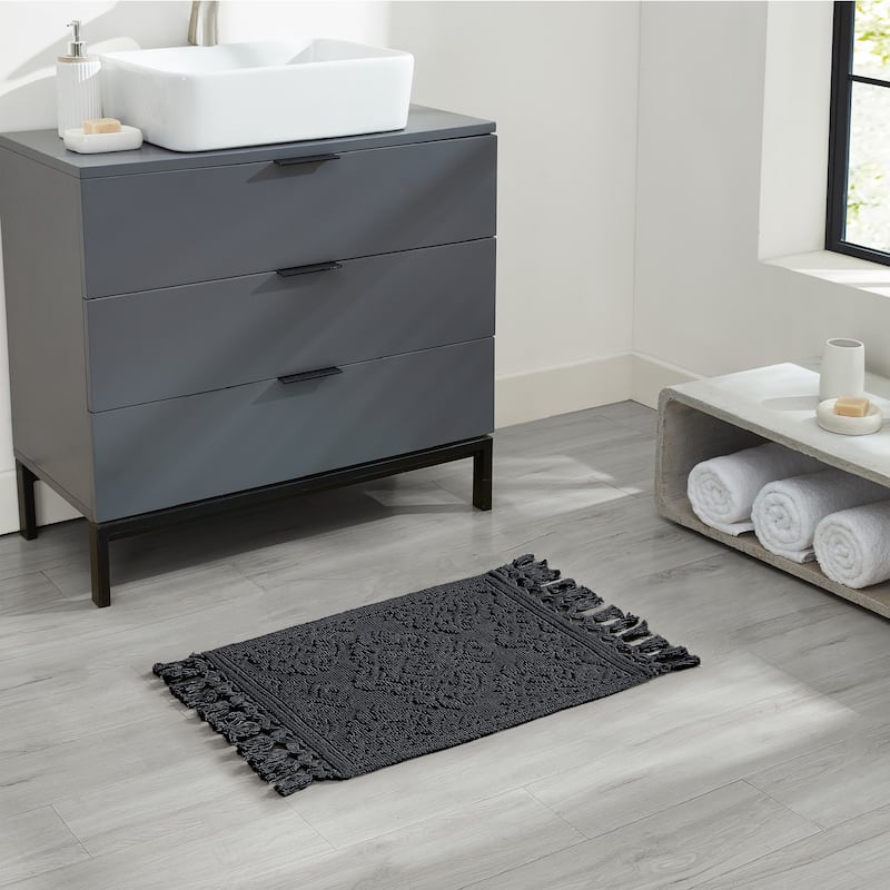 Jean Pierre Ricardo Cotton Fringe Bath Rug