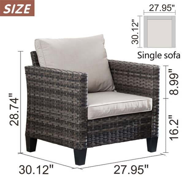 dimension image slide 4 of 4, Ovios 2-piece Outdoor High-back Wicker Single Chairs