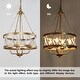 preview thumbnail 7 of 10, Coasa Modern Boho 4-light Brass Chandelier Wooden Beads Fixtures Lighting for Dining Room - D15.5'' x H85''