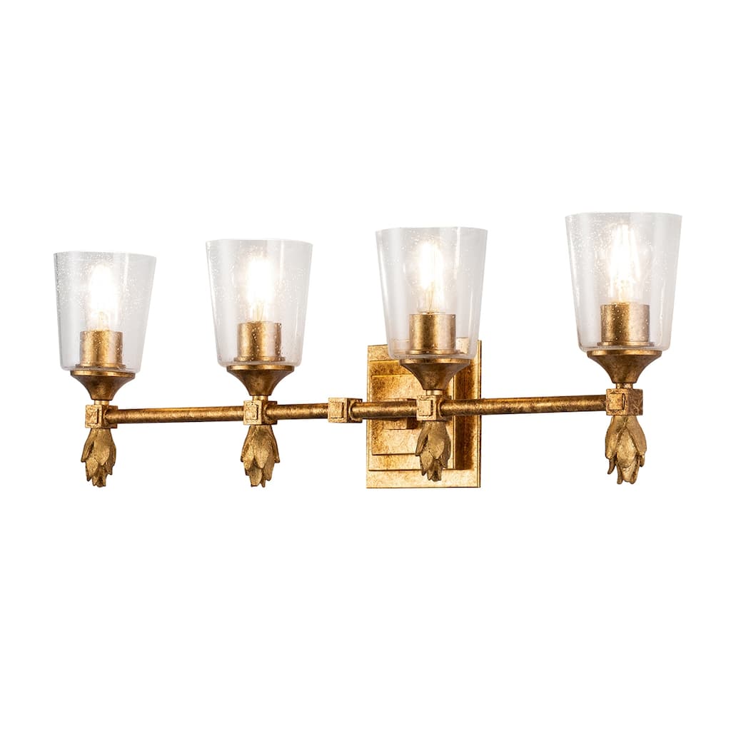 Vetiver 4 Light Bath Bar in Gold - 31.5"L x 7"D x 10"H