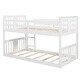 preview thumbnail 8 of 11, Low Bunk Design Twin over Twin Bunk Bed with Ladder, White