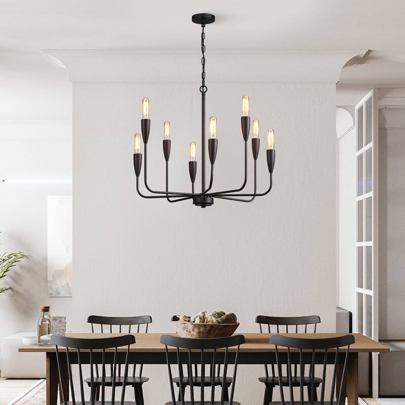 KAWOTI 8-Light Dimmable Candle Style Traditional Chandelier - W25"*H43"