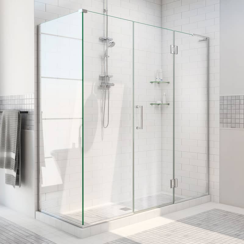 DreamLine Unidoor-X 70 in. W x 30 3/8 in. D x 72 in. H Frameless Hinged Shower Enclosure - 30.38" x 70" - 30.38" x 70"