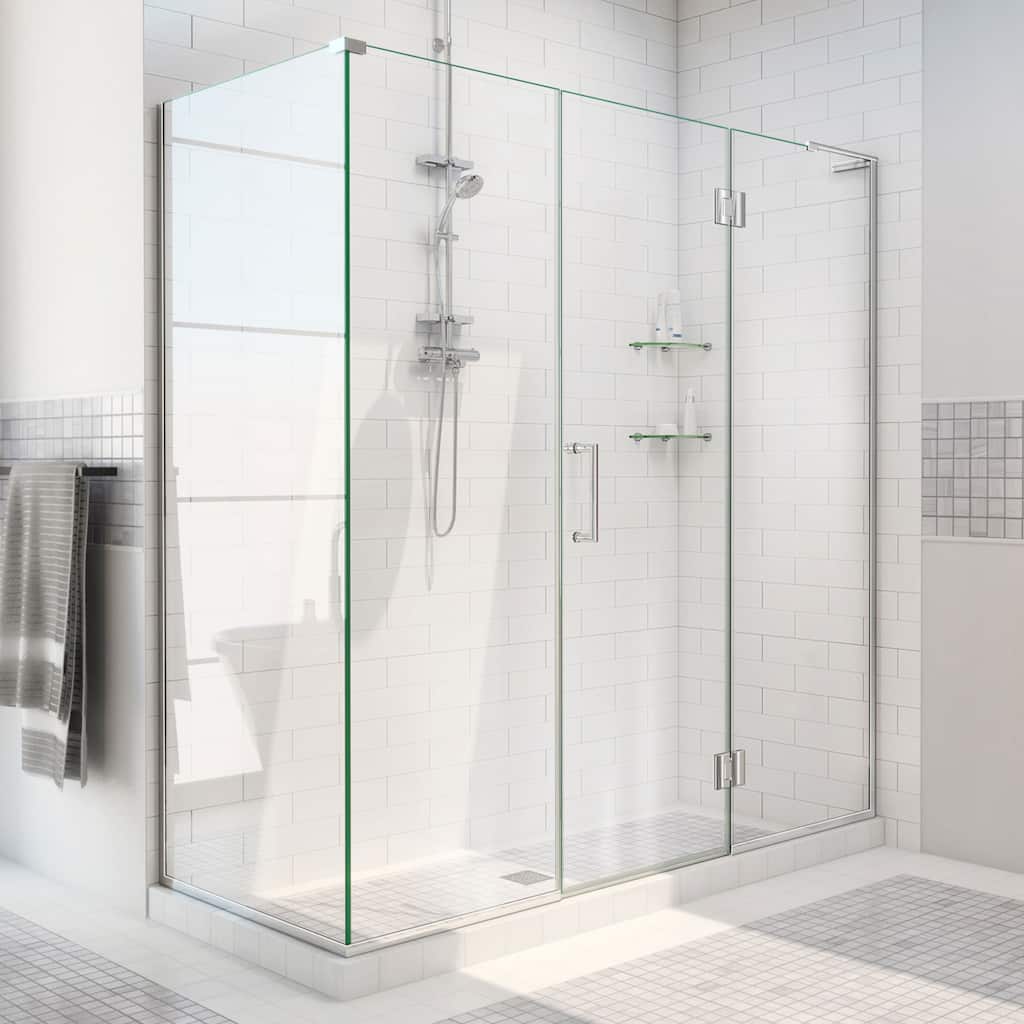 DreamLine Unidoor-X 70 in. W x 30 3/8 in. D x 72 in. H Frameless Hinged Shower Enclosure - 30.38" x 70" - 30.38" x 70"