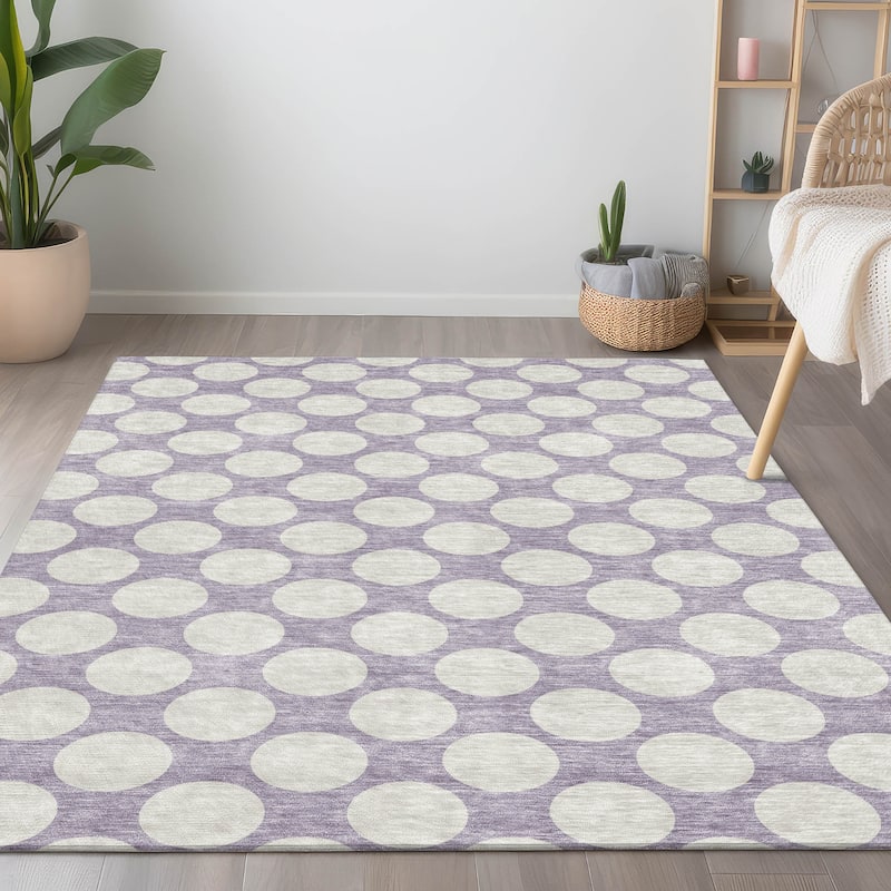 Machine Washable Indoor/ Outdoor Chantille Modern Dots Rug