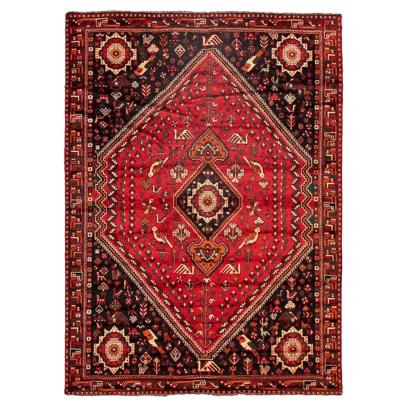 ECARPETGALLERY Hand-knotted Melis Red Wool Rug - 7'1 x 9'9 - Red - 7'1 x 9'9