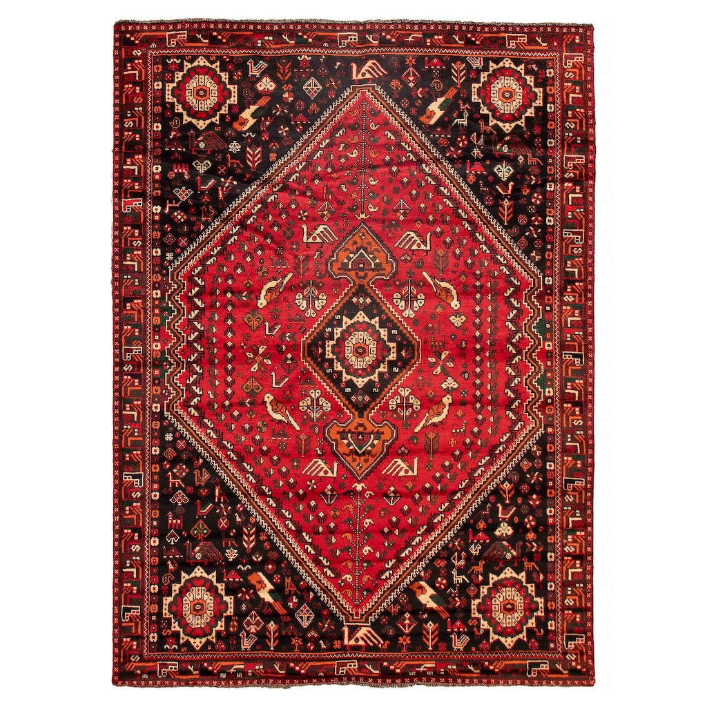 ECARPETGALLERY Hand-knotted Melis Red Wool Rug - 7'1 x 9'9